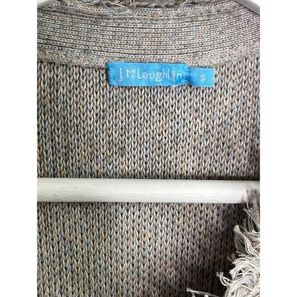 J.McLaughlin Parisse Fringed Button Up Textured Cardigan Sweater Oatmeal Women S - Picture 7 of 10